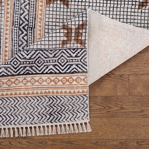 Alfombras de Área Hechas a Mano de Algodón con Tejido Plano, Antideslizantes, Lavables, Reversibles, con Estampado de Bloques, Tamaño Personalizado para Sala de Estar, Dormitorio, Oración - Product Image 4