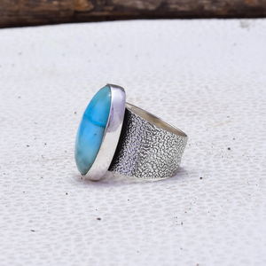 Bague artisanale en larimar, argent sterling 925, larimar naturel, bijoux bohèmes - Product Image 5