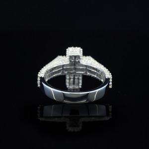 <b>Cross</b> Style Moissanite Diamond <b>Ring</b> 925 Sterling <b>Silver</b> Pave Setting Round Cut Religious Unisex Jewelry for Men's Gifts - Product Image 4