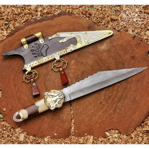 Cuchillo Birka Tradicional para Exteriores MORTAL SAGA, con Funda de Madera, Hoja de Damasco Pukkoo, Hecho a Mano, Estilo Escandinavo, para Supervivencia y Camping - Product Image 1