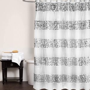 Classic Luxury 12pc Bathroom Shower <b>Curtain</b> Set Unique Design Fabric <b>Curtains</b> with 12 <b>Hooks</b> - Product Image 2