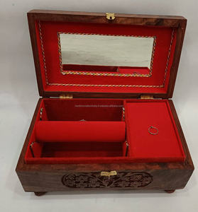 Boîte d'emballage de bijoux en bois rectangulaire de forme personnalisée de l'Inde Design peint Caractéristique fonctionnelle pliable pour un stockage multiple - Product Image 2