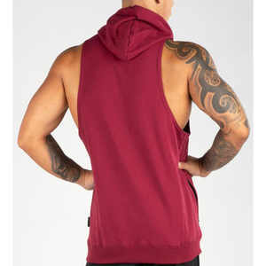 Camiseta Deportiva con Capucha para Hombre, Personalizada, de Alta Calidad, Informal, Cómoda, sin Mangas, Ajustada, de Color Sólido, de Secado Rápido, con Cordón Ajustable - Product Image 4