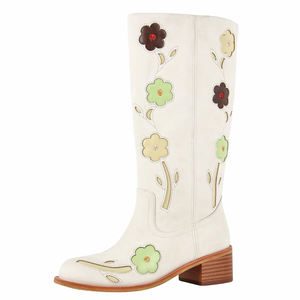 Botas Vaqueras de Cuero Bordadas a Mano de Primera Calidad - Botas Largas Occidentales Personalizadas al por Mayor para Hombre y Mujer - Product Image 4