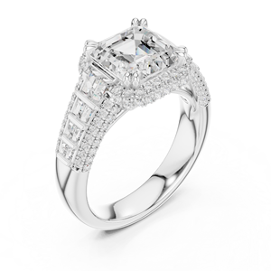Anillo de Diamantes Finos Cultivados en Laboratorio con Corte Asscher y Baguette, Joyería Elegante para Bodas, Proveedor Mayorista OEM - Product Image 5