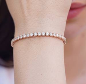 Bracelet tennis classique en or rose avec diamants de laboratoire, plaqué argent sterling, pour femme, idéal pour les fêtes et les occasions spéciales - Product Image 3