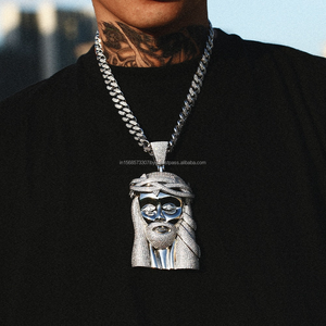 Colgante de moissanita Vvs1, colgante de cara de Jesús, colgante de diamante helado de Plata de Ley 925 Hip Hop - Product Image 3
