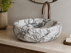 Natural Marble <b>Round</b> Bowl Chiseled Handmade Vessel <b>Basin</b> Modern for Luxury Bathroom Hotel Vanity Dining Use Wholesale Supplier - Product Image 6