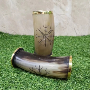 Vaso de Cuerno de Búfalo de Súper Calidad con Anillo de Latón Grabado y Tallado, Vaso de Cuerno de Doble Cara, Ecológico, Hecho a Mano, REHMAN CRAFT - Product Image 6
