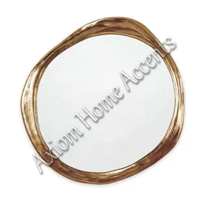 Large Oval Decorative Wall <b>Mirror</b> with Rustic Metal Frame and <b>Wooden</b> Accents for Vintage Modern Farmhouse Home Interiors - Product Image 5