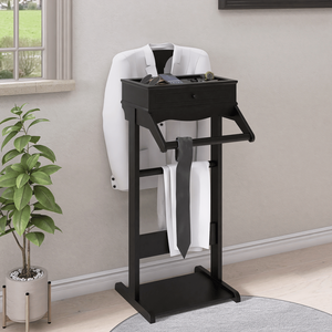 Soporte moderno de madera resistente para valet, estante de ropa resistente con percha para entrada, dormitorio, hombres, mujeres, estantes de almacenamiento de ropa - Product Image 2