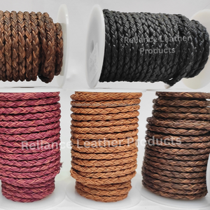 Kanpur Factory 12-Ply Round Braided Leather Cord Premium Full Grain Bovine Cording - Product Image 4
