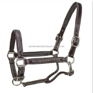 Vareu − licol cheval en cuir, licou rembourré, avec incrustation de strass, couture contrastée, matériel en laiton, vente en gros - Product Image 1