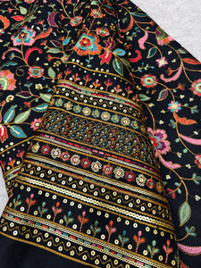 SQ embroidery fabric sequin fabric embroidery abaya fabric embroidered kaftan fabric beaded fabric garment manufacturing factory - Product Image 4