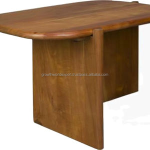 Table basse ovale moderne en bois massif pour salon, table centrale minimaliste en bois, table basse d'appoint rustique, contemporaine 2026 - Product Image 1