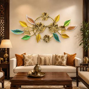 Décoration murale en métal floral, panneau mural décoratif avec fleurs et feuilles pour salon, chambre à coucher, entrée - Product Image 6