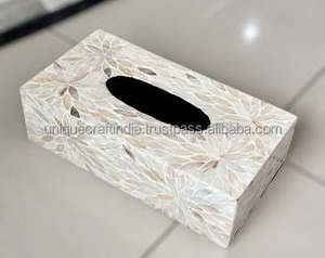 Elegante Servilletero Rectangular de Madera con Diseño Floral de Madreperla, Hecho a Mano, Duradero, Porta Servilletas Único y Artesanal - Product Image 5