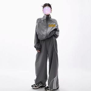 Ropa Deportiva de Invierno para Mujer, Chaqueta Cortavientos de Corte Regular con Cordón Ajustable, Pantalones Acampanados |   Conjuntos Deportivos Oversize para Mujer, Estilo Urbano, Color Sólido - Product Image 6