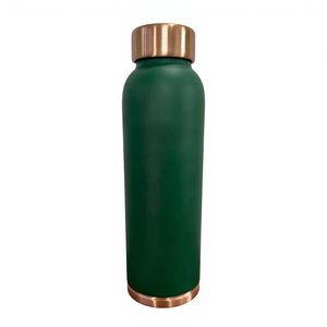 Bouteille d'eau en cuivre de qualité supérieure avec revêtement en silicone vert, finition mate soyeuse, bouteille d'eau potable en cuivre, idées de cadeaux 2026 - Product Image 1