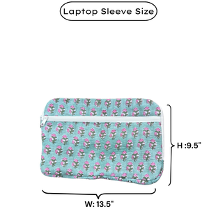 Handmade Jaipur Block Print Quilted Cotton <b>Laptop</b> <b>Sleeve</b> Zippered Closure Multi-Pocket Soft Eco-Friendly Machine Washable - Product Image 6