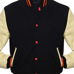 Chaqueta Varsity Urbana Premium para Hombre, Totalmente Negra, con Cintas Bordadas |   Fundas de Cuero Genuino |   Chaqueta de Invierno Térmica y Cortavientos - Product Image 4