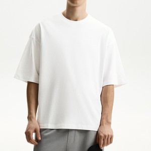 280GSM White <b>Drop</b> Shoulder Men's shirts 100% Combed Cotton Custom Logo DTG Embroidery Oversized Tee OEM Bulk Supply - Product Image 4