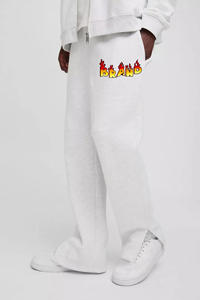 2026 New Men's <b>White</b> Cotton Sweatpants Accept Custom Logo Regular Fit Mid Waist Casual Plus Size Autumn Wear Straight Breathable - Product Image 3