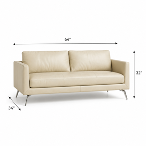 Sofá Moderno de 2 Plazas de Cuero Genuino de Lujo con Patas de Acero Inoxidable para Muebles de Sala de Estar Contemporánea - Product Image 2