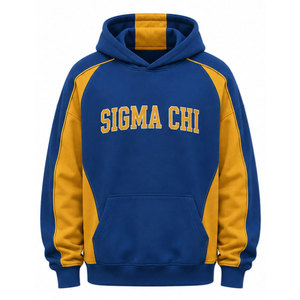 Sweat à capuche raglan bleu et or pour homme Sigma Chi, avec poches en polaire, coupe classique, décontracté, pour l'automne - Product Image 2