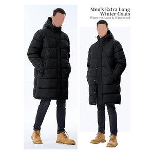 Abrigos Largos de Invierno para Hombre, Chaqueta Acolchada Ligera, Chaqueta de Invierno Cálida, Aislada e Impermeable con Capucha, Chaqueta Casual para Clima Frío - Product Image 3