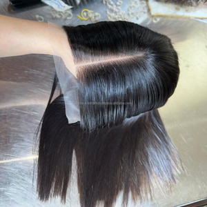 Perruque carrée lisse et droite en cheveux humains vierges vietnamiens, perruques Lace Front à pointes épaisses / Dentelle française sans colle - Product Image 3