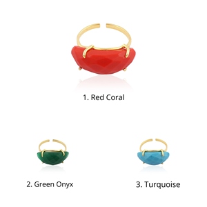 Anillo de Moda con Piedras Preciosas Chapado en Oro de 18k, Diseño de Luna Minimalista y Elegante para Mujer, Joyería al por Mayor - Product Image 3