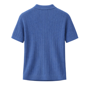 Polo de Punto Acanalado para Hombre, Manga Corta, Algodón Premium, Transpirable, Corte Ajustado, Casual, Moda de Verano, Venta al Por Mayor - Product Image 5