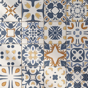 Morbi 40x40cm Carrelages de sol en porcelaine émaillée aspect marocain doré 400x400mm Carreaux de céramique pour villas de luxe - Product Image 1