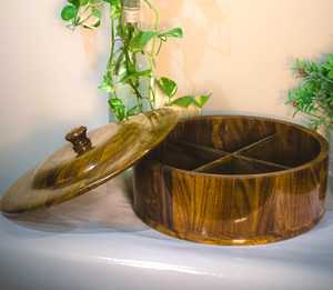 Caja de Almacenamiento Cuadrada de Madera Pulida Hecha a Mano con Compartimentos Divididos para Nueces, Frutos Secos, Decoración de Mesa, Artesanía - Product Image 4