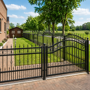 Portail d'entrée en fer forgé noir, clôture décorative en métal, portail de sécurité pour jardin, design de portail d'entrée principal pour villas et maisons - Product Image 1