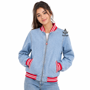 Heritage Masonic Regalia Delta | Sigma Embroidery Ladies Denim <b>Jeans</b> Jacket | Sorority <b>Embroidered</b> Women Customized Delta Sigma - Product Image 2