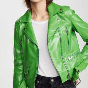 <b>Genuine</b> Leather Women's Winter Luxury Biker Jacket 2026 New Fashion Satin Lining <b>Nylon</b> Lining Customized Wholesale - Product Image 1