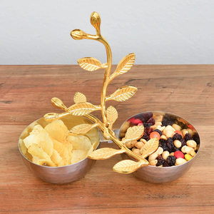 Handmade Metal Bowls With Gold Leaf Design Polished Finish Modern Decor For <b>Gifting</b> At <b>Cheap</b> Price - Product Image 4