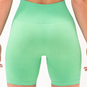 Conjunto Deportivo para Mujer, Color Verde Menta, Cintura Alta, Top Deportivo, Pantalones Cortos Tipo Ciclista, Transpirable, Ligero, Ropa de Gimnasia, Primavera Verano - Product Image 4