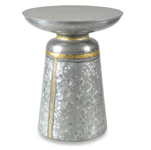 Mesa auxiliar galvanizada de metal, mesa de granja de diseño moderno, de hierro galvanizado Austin mesa auxiliar, soldadura manual, forma redonda - Product Image 1