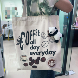 Bolsa de Compras de Lona al por Mayor, Bolsa de Viaje Ligera, Bolsa de Transporte Resistente, Bolsa Personalizada con Tema de Café - Product Image 1