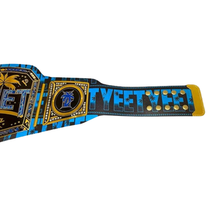 Cintura del Campionato WWE con Design 'YEET' e Decorazioni a Palma, Edizione Premium con Accenti Blu e Oro per Fan e Collezionisti - Product Image 6