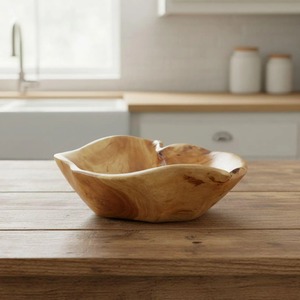 Bol à salade en bois d'acacia de haute qualité, forme unique, style américain, artisanal, personnalisable, vaisselle de fête - Product Image 2