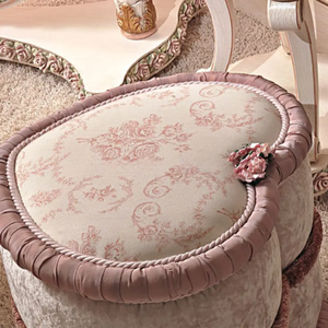 Elegant Romantic Solid Mahogany Dressing <b>Table</b> Heart <b>Mirror</b> Set Pink Floral Painted Vanity <b>Table</b> for Girls Bedroom Interior - Product Image 5