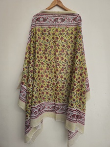 Hand Block Printed 100% Cotton Women's <b>Sarong</b> Handmade Floral Lightweight Breathable Beach Wear Scarf - Product Image 3