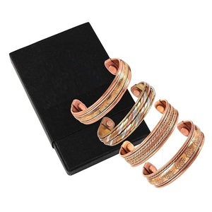 Assorted Solid Copper Magnetic <b>Bangle</b> Cuff Set Vintage <b>Engraved</b> & Twisted Magnetic Therapy Bracelets Bulk Wholesale - Product Image 2