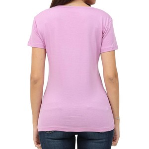 T-shirt à col en V pour femme, personnalisable pour la vente en gros, avec appliques, en coton biologique, tissu doux, prix de gros, idéal pour l'été - Product Image 4