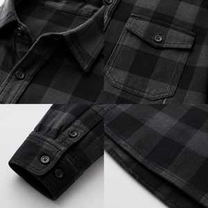Camisa de Franela a Cuadros de Manga Larga para Hombre, Corte Regular, Diseño a Cuadros, Rojo, Negro, Blanco, Tejido 100% Algodón, con Botones - Product Image 4