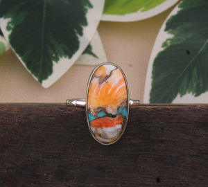 แหวนเงินแท้ประดับมุกธรรมชาติและเทอร์ควอยซ์ทรงเรียบง่าย สไตล์มินิมอลสำหรับผู้หญิง เหมาะสำหรับงานปาร์ตี้ ประดับด้วยหินคอมโพสิต ดีไซน์แบบเครื่องประดับชายทะเล - Product Image 1